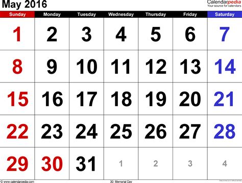 May 28 2016 Calendar